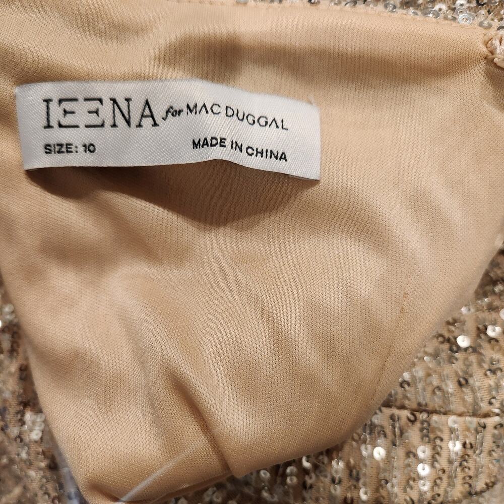 Mac Duggal Sequined Drop shoulder long sleeve gold jumpsuit size 10 - Picture 7 of 8